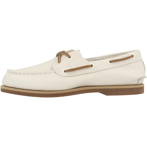 Timberland A2Q9X Klassische Bootsschuhe, naturweiss, Vollnarbenleder, Damen-Schnürslipper 39.5