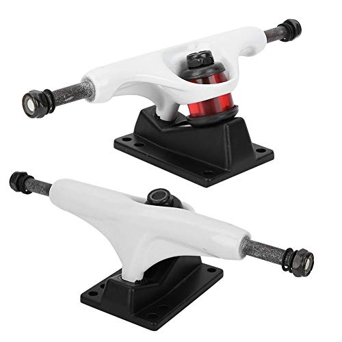 2 Stück Skateboard Achsen Set, ​​5 Zoll Weiß Aluminium Magnesiumlegierung Professionelle Longboard Brücke Skate Board Halterung für Anfänger