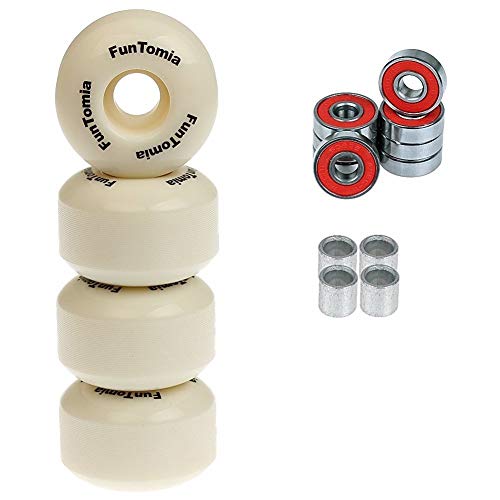 FunTomia 4X Rillen-Profil Rollen 53mmx34mm für Skateboards inkl. Mach1 Kugellager/Wheels Härtegrad 100A