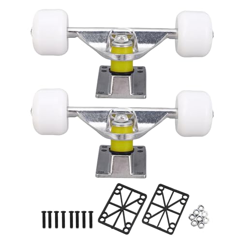 SUNGOOYUE Skateboard-Achsen-Rollen-Set, 2er-Pack Aluminiumlegierung 5 Zoll Street Trucks 45 Mm Grip-Rollen für Street-Skating-Trick-Performance (Silver)