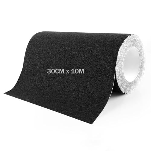DAJAVE 300mm x 10m Schwarz Griptape Skateboard Scooter Antirutsch Treppe Skateboard Griptape Klebeband, Antirutschmatte Selbstklebend, Antirutsch Aufkleber für drinnen und draußen