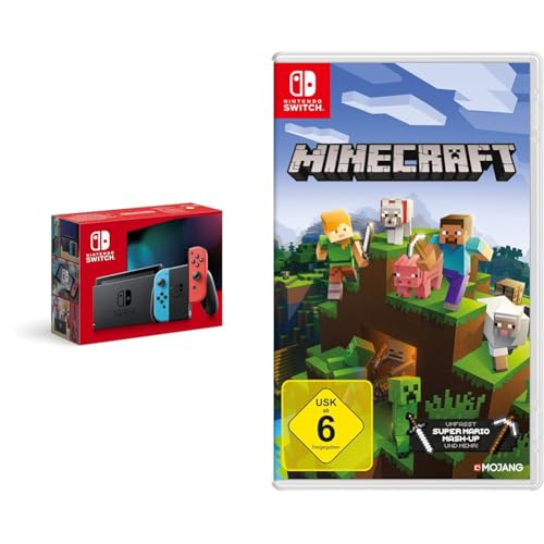 Nintendo Switch Konsole - Neon-Rot/Neon-Blau + Minecraft: Nintendo Switch Edition