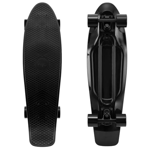 Arrow Board - 27 Zoll Skateboard, KMX Mini Cruiser Skateboard für Kinder, Jugendliche und Erwachsene, Junge und Mädchen, Retro Stil Penny Board (27 Zoll Alles Schwarz)