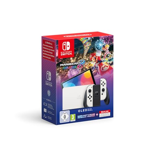 Nintendo Switch™ – OLED-Modell (weiß) + Mario Kart 8 Deluxe Switch Online – 12-monatige (365-tägige) Einzelmitgliedschaf