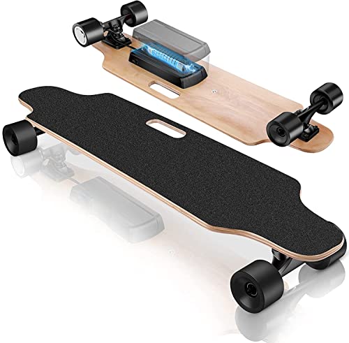 Caroma Elektro Skateboard mit Fernbedienung, 350W/900W Elektro Longboard mit Nabenmotor für Erwachsene und Jugendliche, (20km/h)/(45km/h) Höchstgeschwindigkeit, 12.9km/25.7km Reichweite