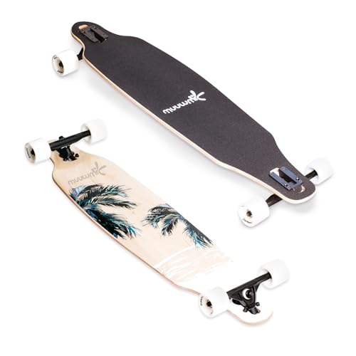 muuwmi Longboard Beach, ABEC 7, Deck 97x23 cm, 7 Zoll Aluminium Trucks, Rollen 65x51 mm