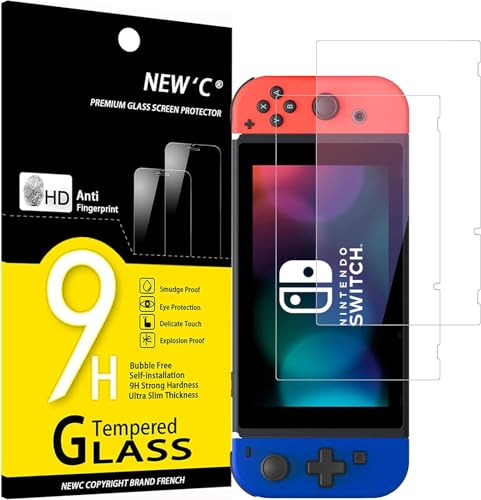 NEW'C 2 Stück für Nintendo Switch für Panzerglas, Frei von Kratzern, 9H Härte, HD Displayschutzfolie, 0.33mm Ultra-klar, Ultrabeständig