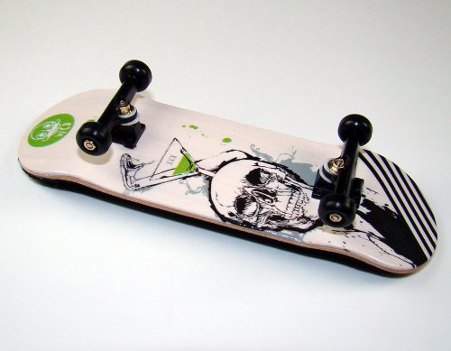KOMPLETT Fingerskateboard World-Creative #4 'XXX Deck + Achsen SCHWARZ + FINAL-Rotation PU Wheels SCHWARZ von FREEFINGERS® Handmade Wood Fingerboard