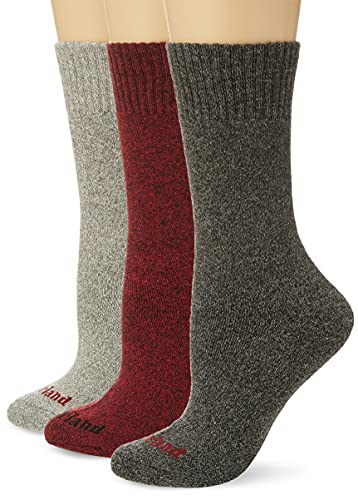 Timberland Damen 3-Pack Marled Full Cushioned Boot Socks Freizeitsocken, Rot/Mehrfarbig, Einheitsgröße