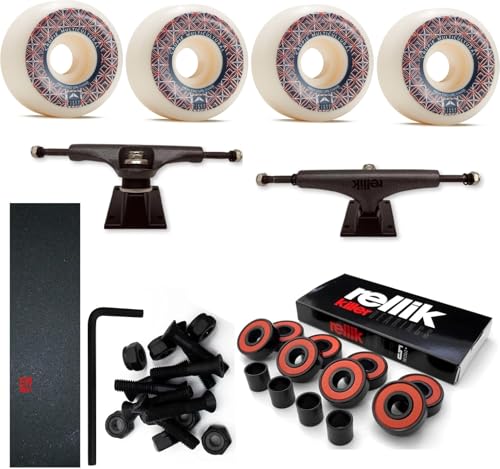 KLAMOTTEN STORE Pimp Your Board - Skateboard Montage Set Zubehör Komplett inkl. Griptape, Achsen, Rollen, Kugellager, Schrauben, Muttern
