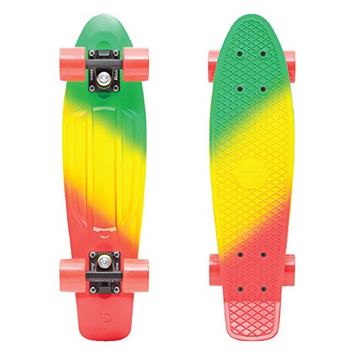 Penny Complete 22'' Fades Series Skateboard, Green/Yellow/Red (Jammin), 22'