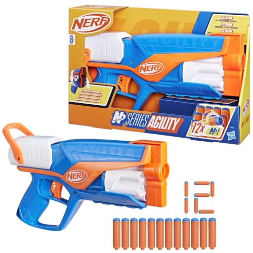 Nerf N Series Agility Blaster, leichte Bauweise mit rotierender Trommel und Spannschlitten für extra Lange Reichweite, 12 Nerf Darts, Jungen und Mädchen