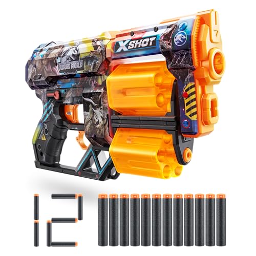 XSHOT 36763 Skins Dread Blaster ZURU (Jurassic World), (12 Darts)